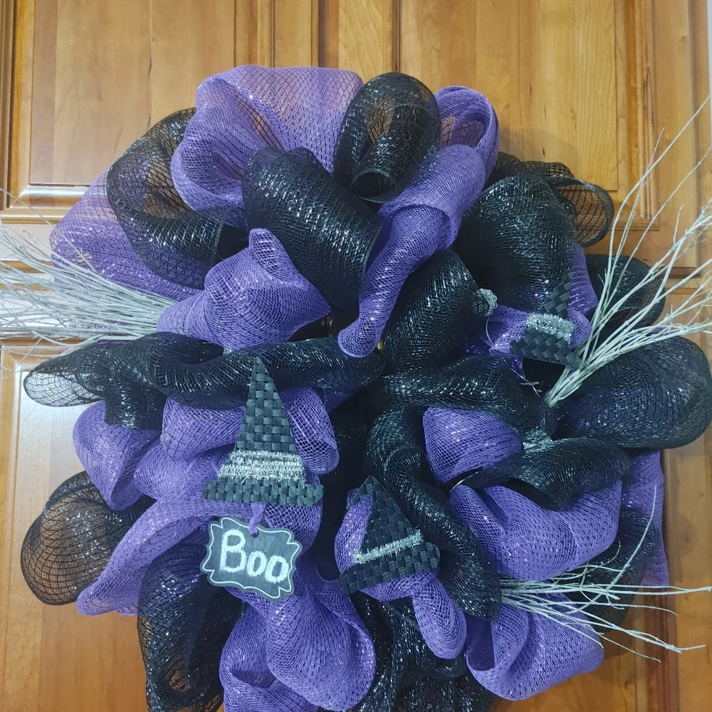Witch Wreath Handmade Light Up Witch Hat Wreath Holiday Door Decor